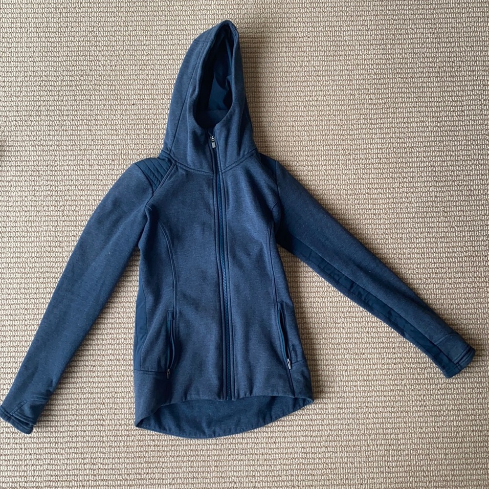 Athleta navy blue workout zip up hooded